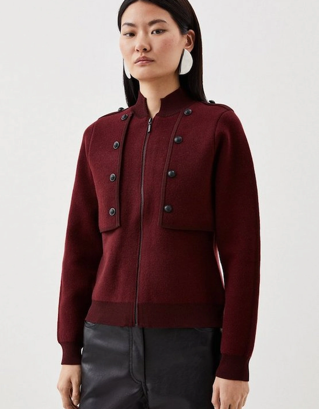 Compact Wool Blend Military Knit Jacket, 5 of 4