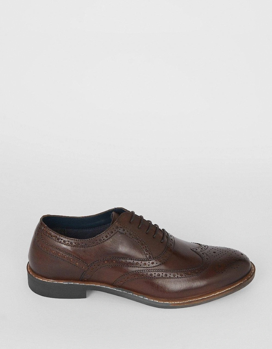 Mens Wingtip Leather Brogues, 2 of 1
