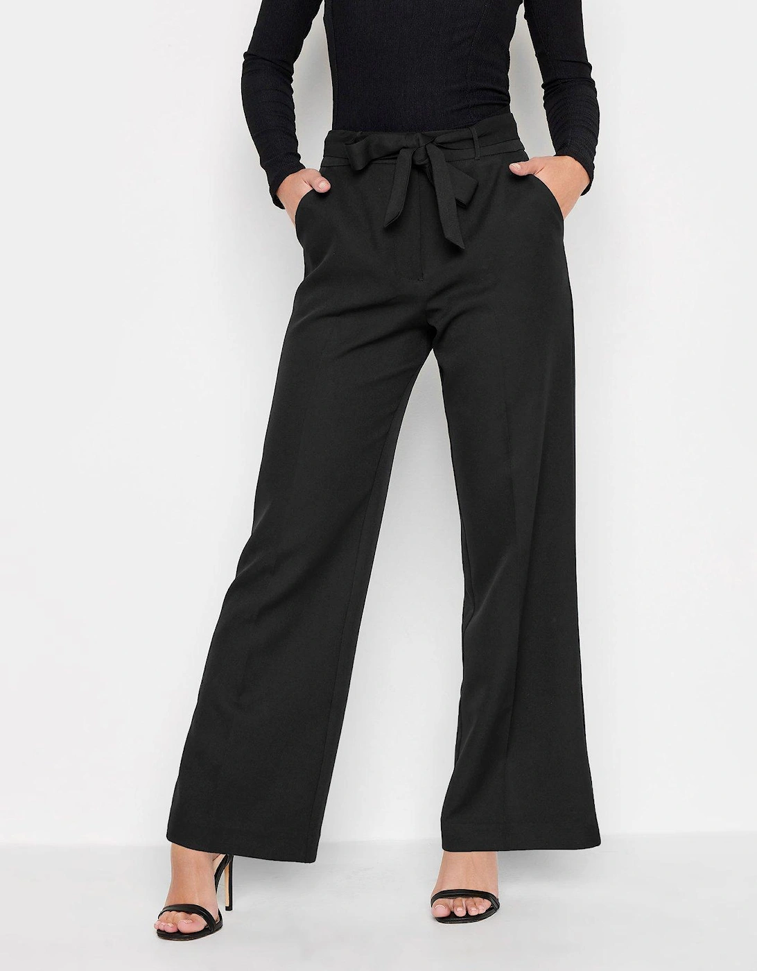 Petite Belted Wide Leg Trouser - Black, 2 of 1