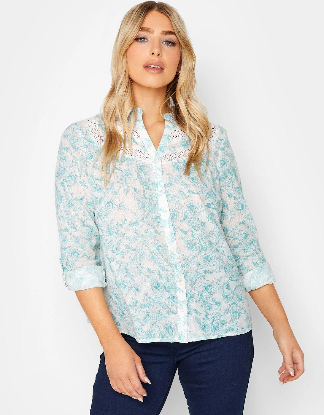 Floral Lace Insert Shirt, 2 of 1