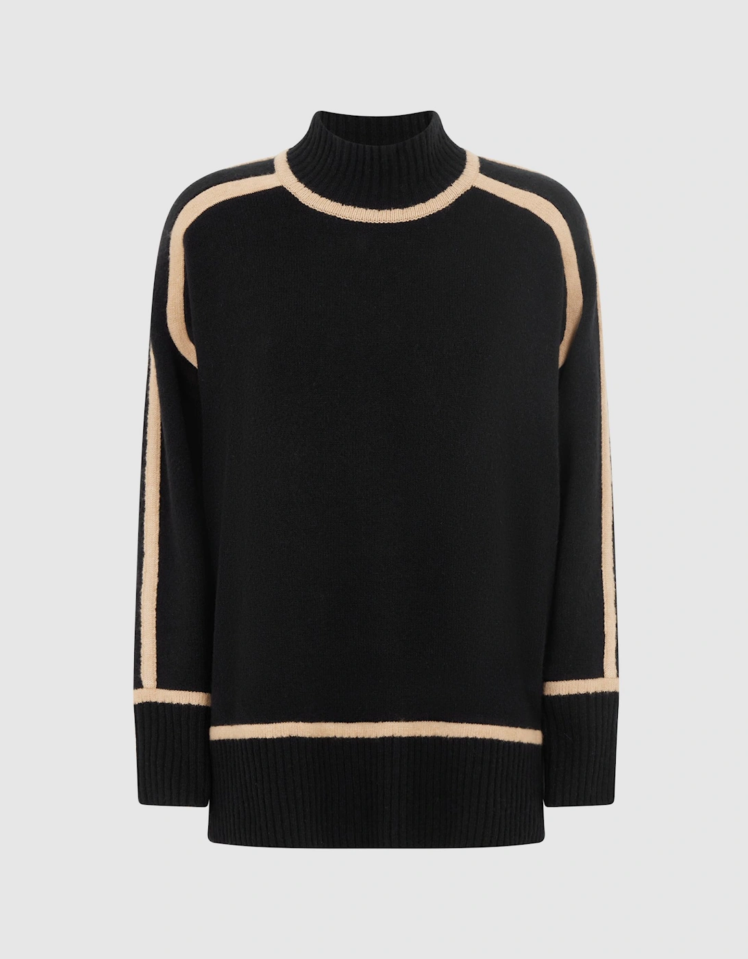 Casual Wool Contrast Funnel Neck Jumper, 2 of 1