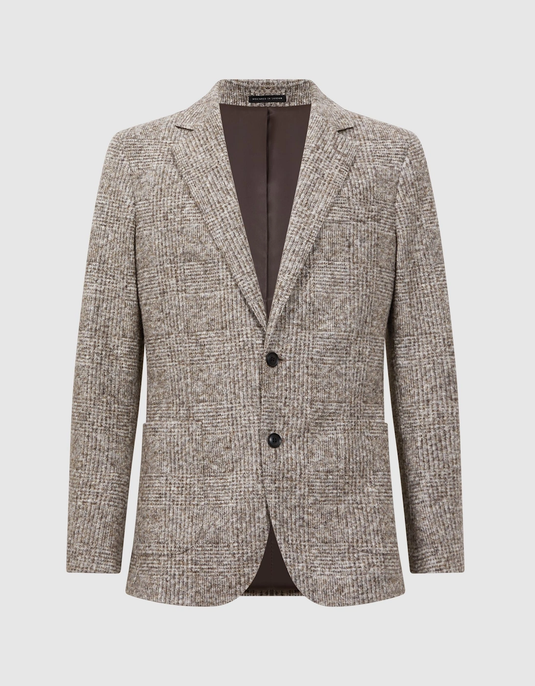 Slim Fit Wool-Cotton Check Single Breasted Blazer, 2 of 1