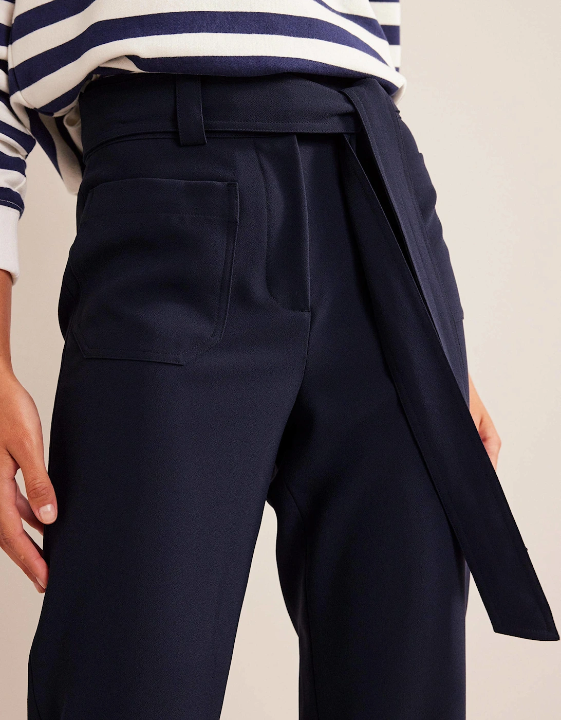 Tie-Waist Tapered Trousers