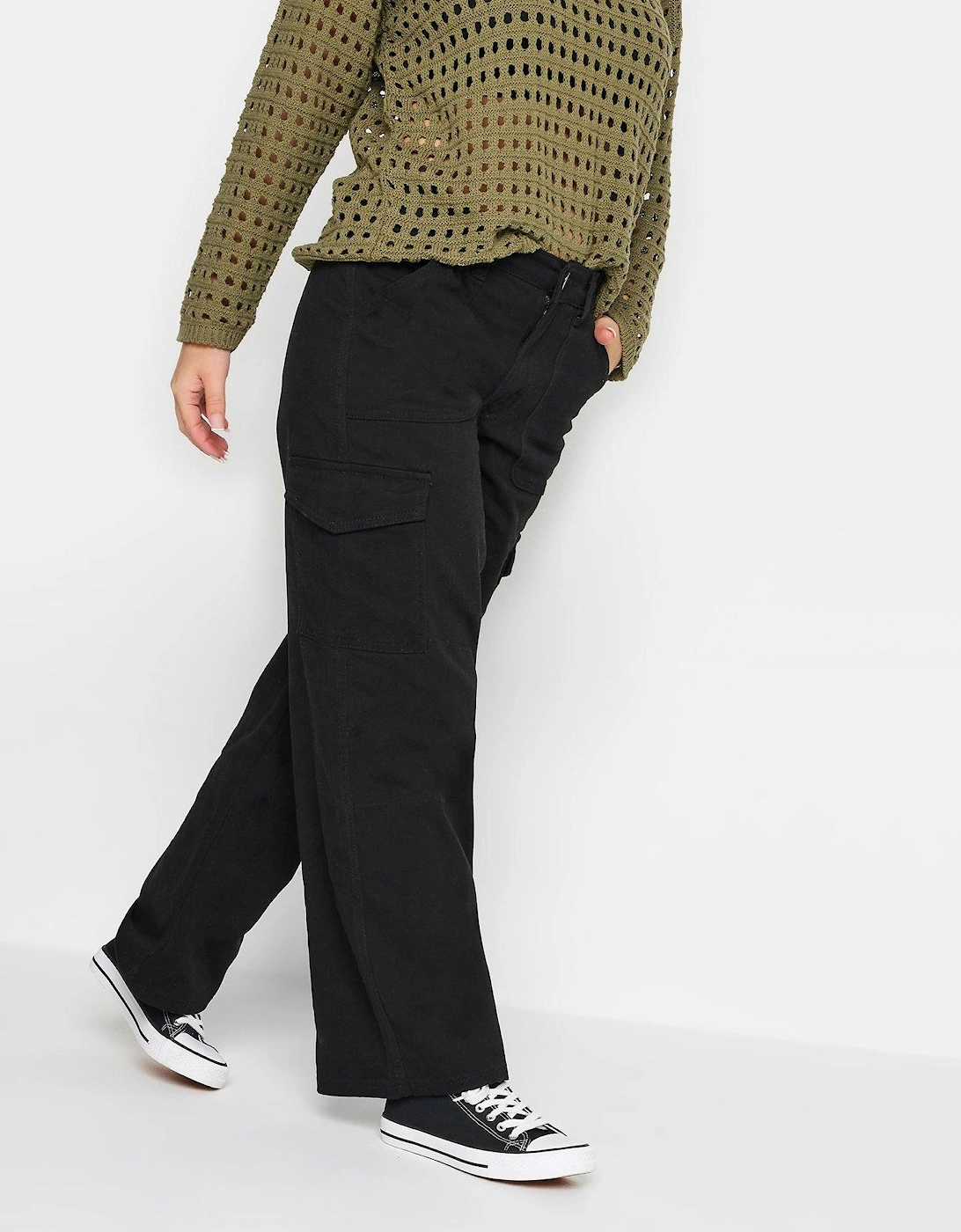 Petite Twill Loose Utility Trousers - Black, 2 of 1