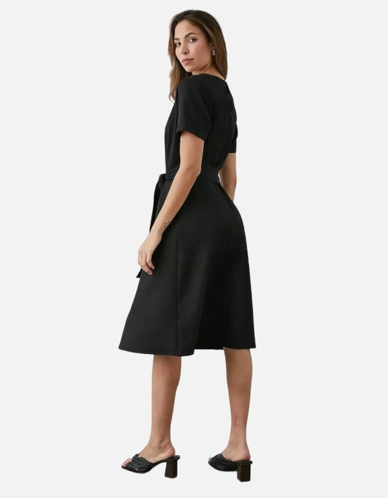 Womens/Ladies Fit And Flare Belted Dress