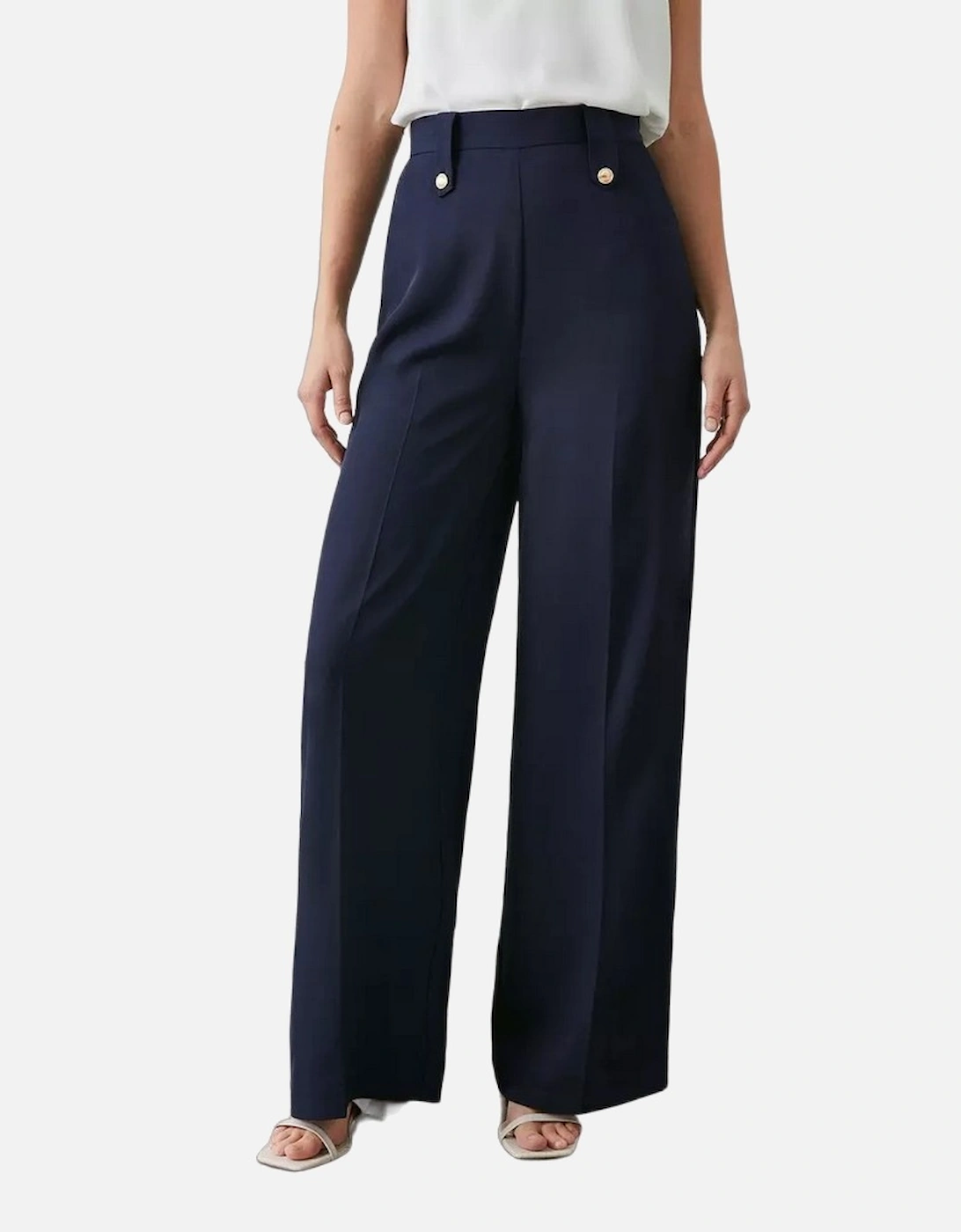 Womens/Ladies Button Detail Wide Leg Trousers, 5 of 4