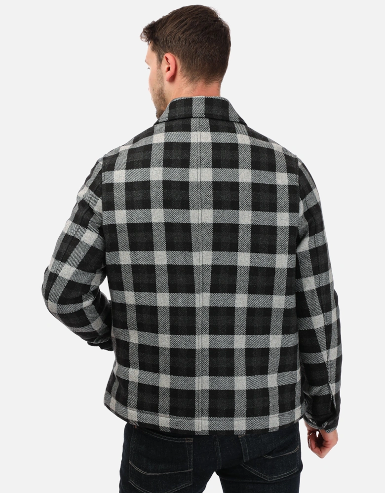 Mens Incline Checked Wool Wadded Overshirt
