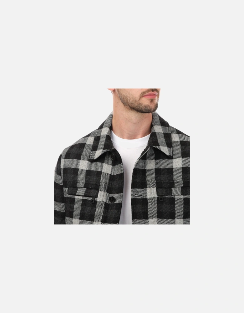 Mens Incline Checked Wool Wadded Overshirt