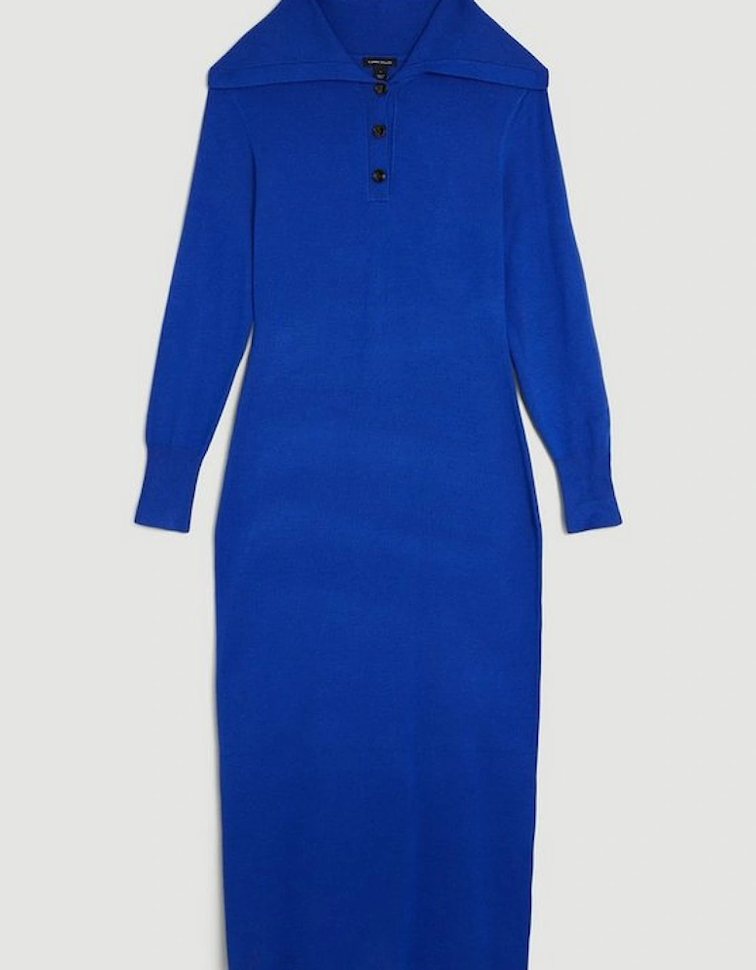 Viscose Blend Fly Collar Knitted Midi Dress