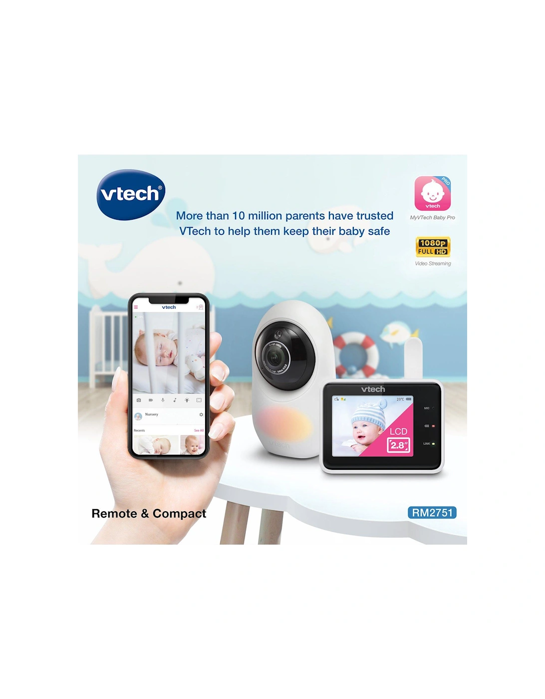 RM2751 2.8 inch Smart Wi-Fi 1080p Video Baby Monitor, 2 of 1
