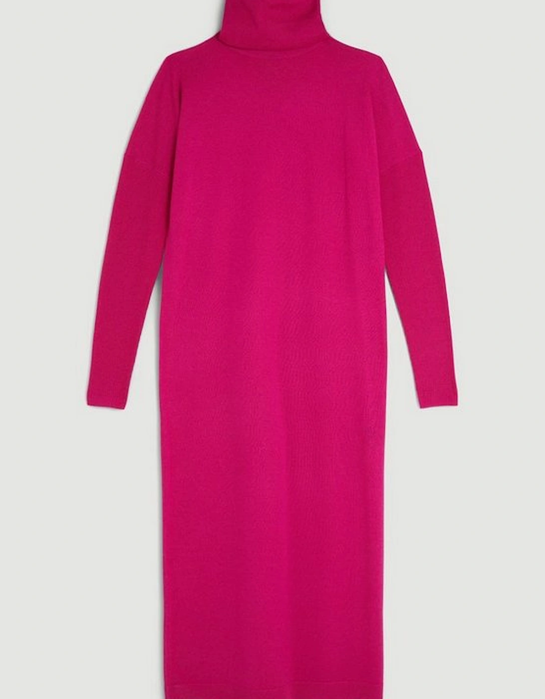 Merino Wool Relaxed Fit Roll Neck Knit Midaxi Dress