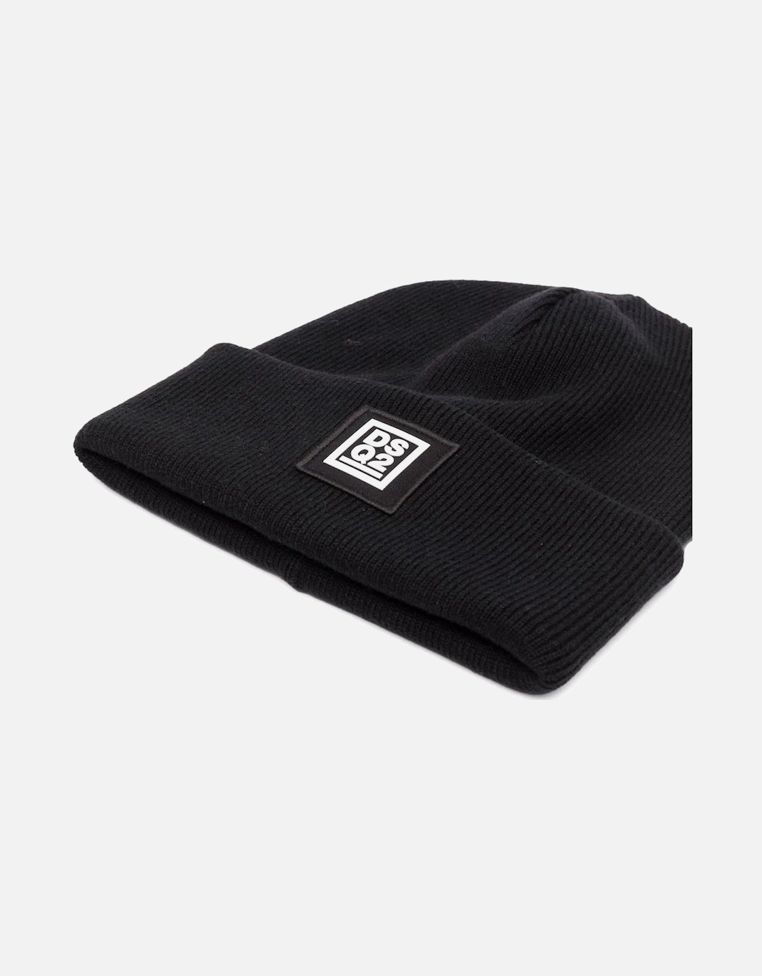 Logo Patch Knitted Beanie Black