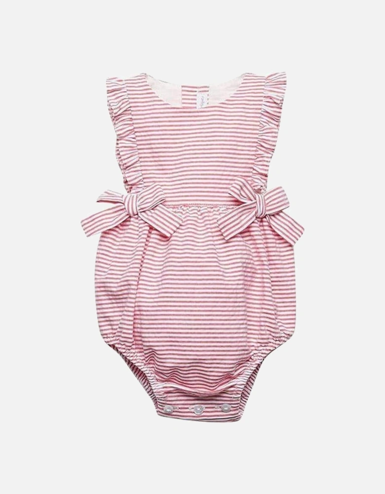 Girls Red Stripe Rompers