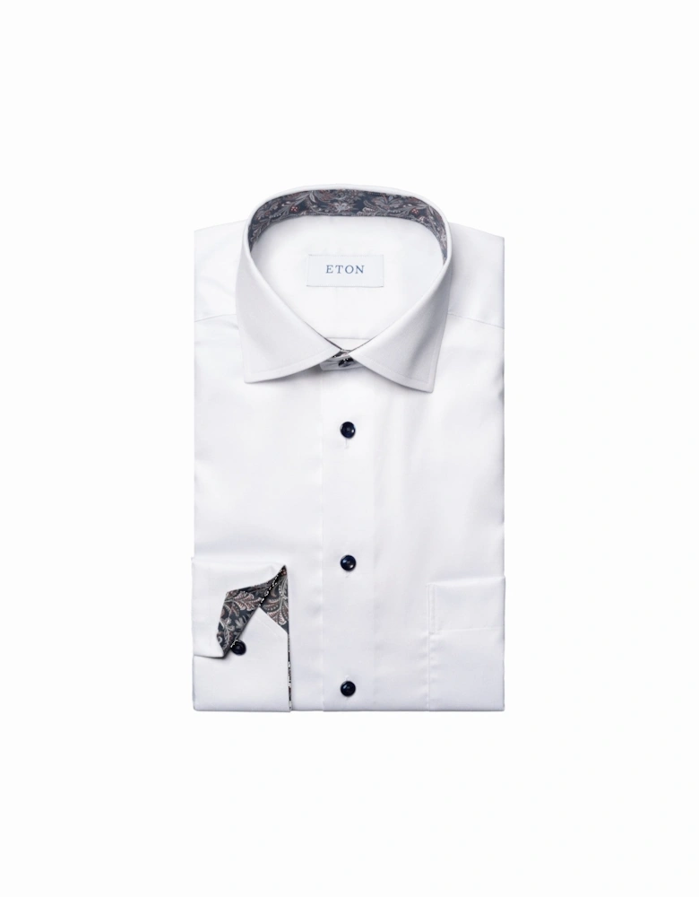 Classic Fit Paisley Effect Twill Shirt 00 White