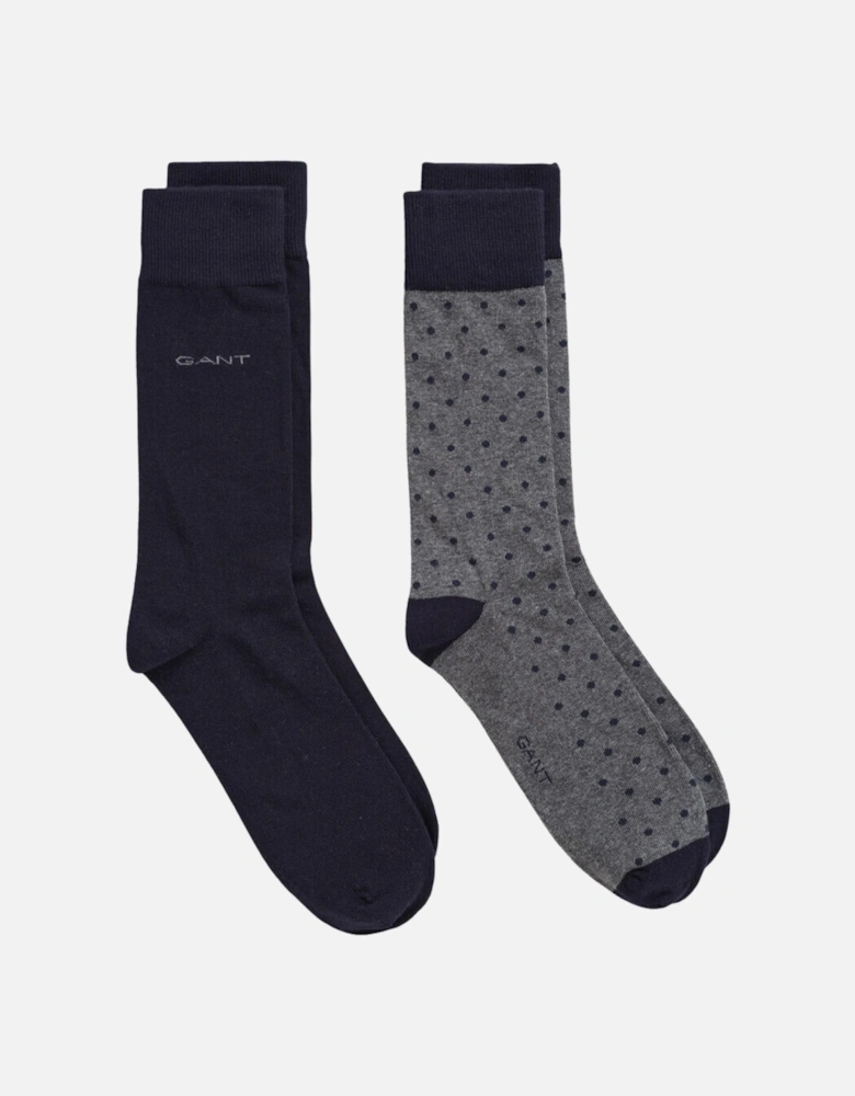 Dot and Solid Socks 2-Pack - Charcoal Melange