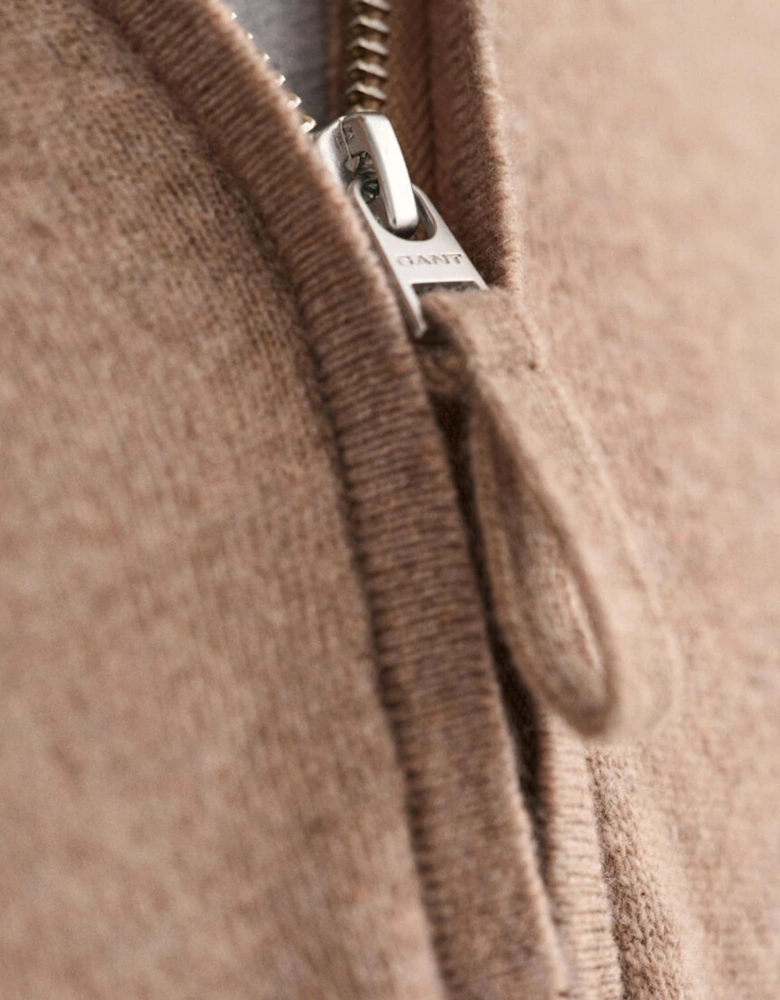 Superfine Lambswool Half Zip - Dark Sand Melange