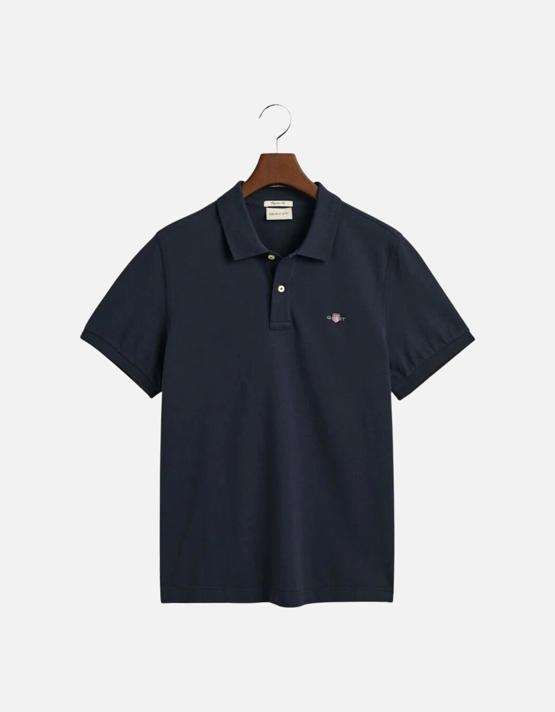 Gant Men's Navy Reg Shield Ss Pique Polo - Evening Blue - : Regular/42 Extra Large