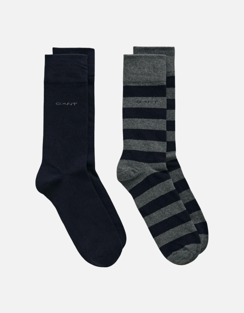 Barstripe and Solid Socks 2-Pack - Charcoal Melange