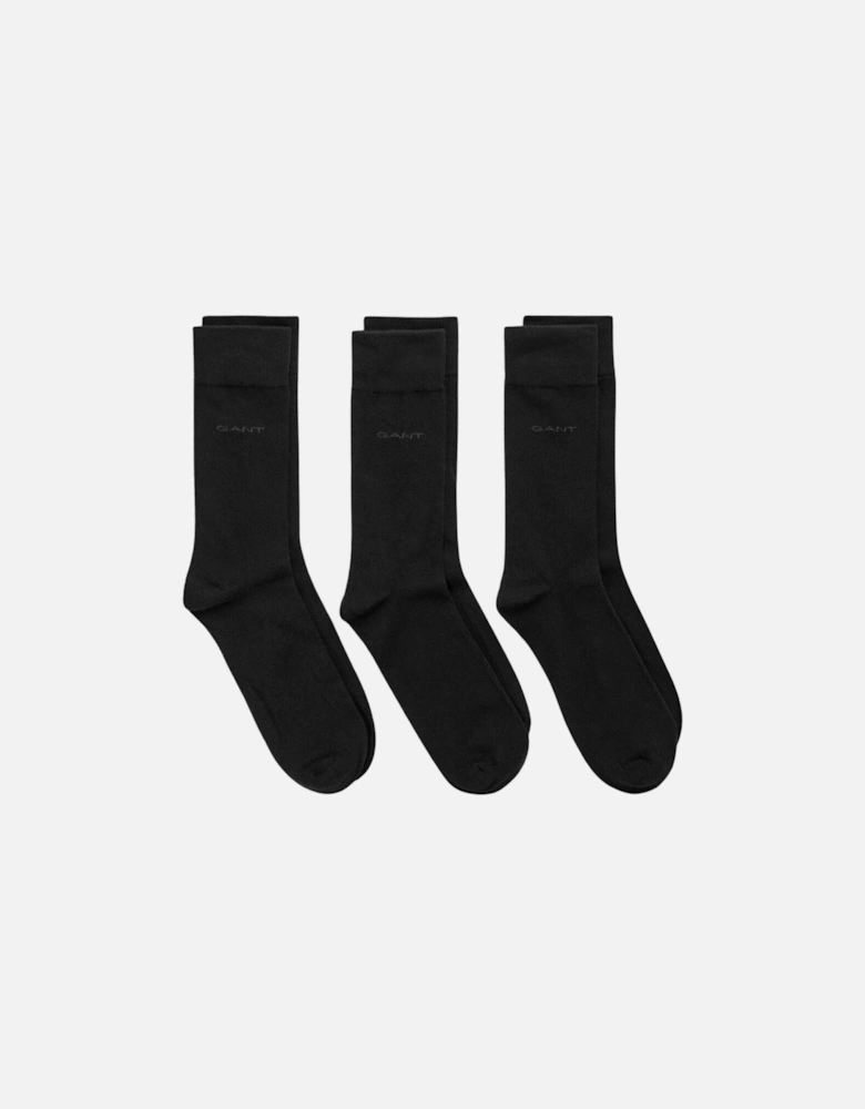 Soft Cotton Socks 3-Pack - Black