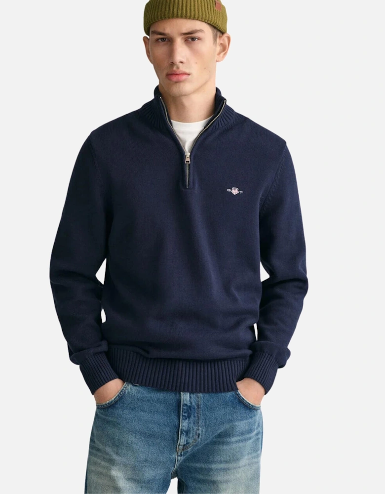 Casual Cotton Half Zip - Evening Blue