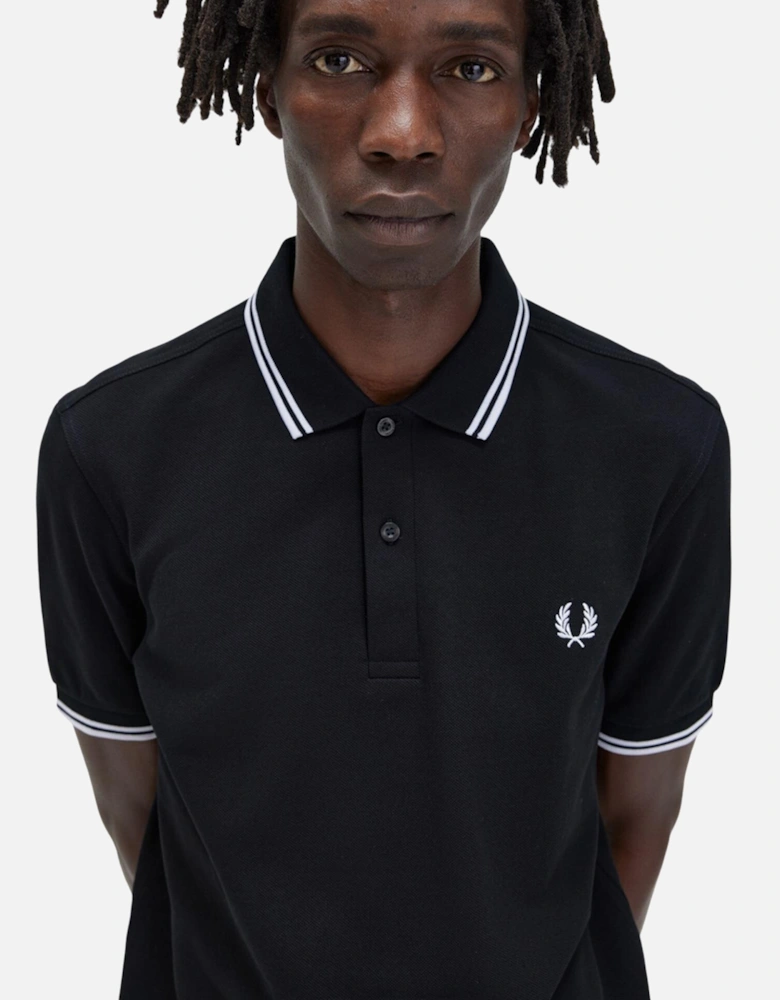 M3600 Twin Tipped FP SS Polo - Black/White