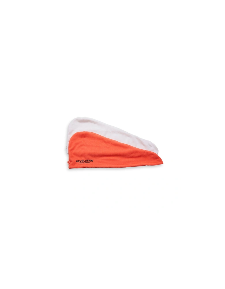 Haircare Microfibre Hair Wrap White & Coral