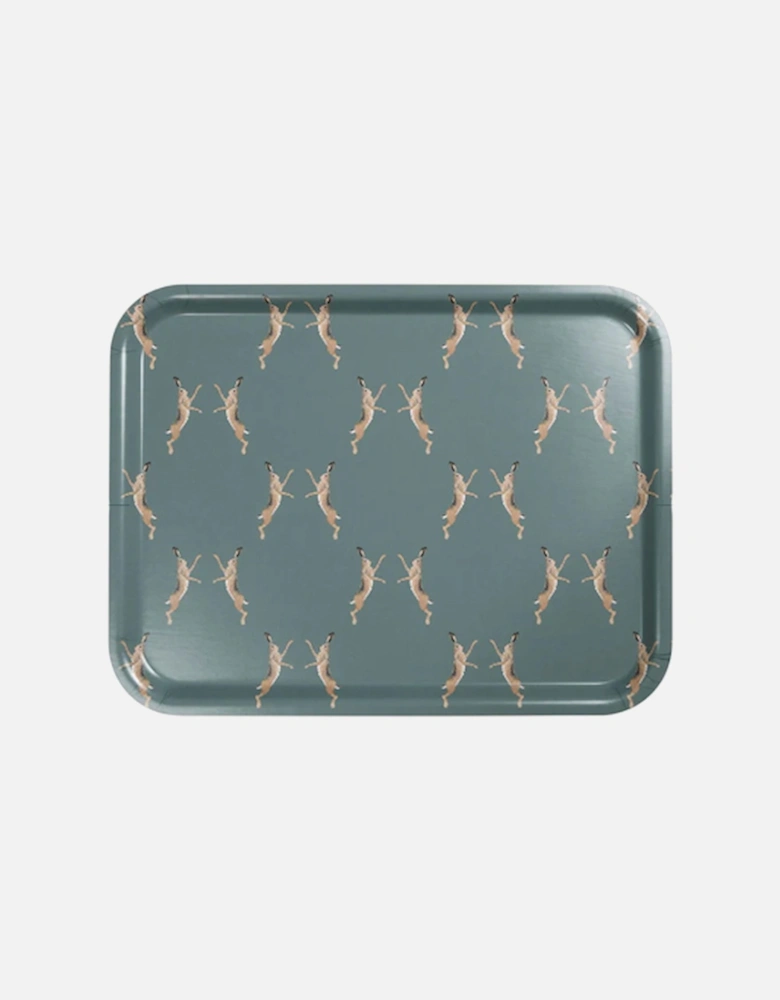 Boxing Hares Large Printed Tray