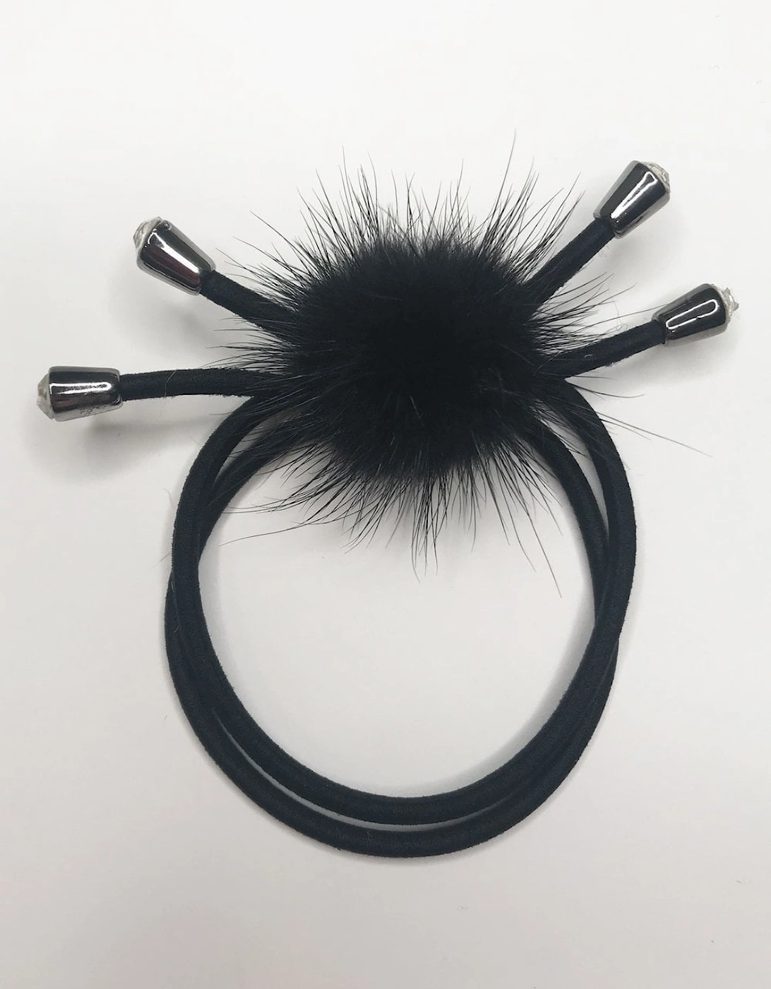 Black Mink Pom Pom Hair Tie, 2 of 1
