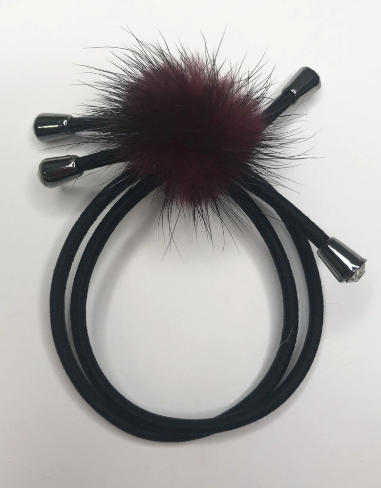 Red Mink Pom Pom Hair Tie