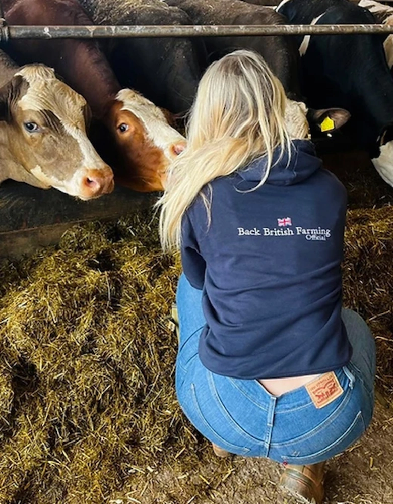 Back British Farming The Pro Hoodie Navy