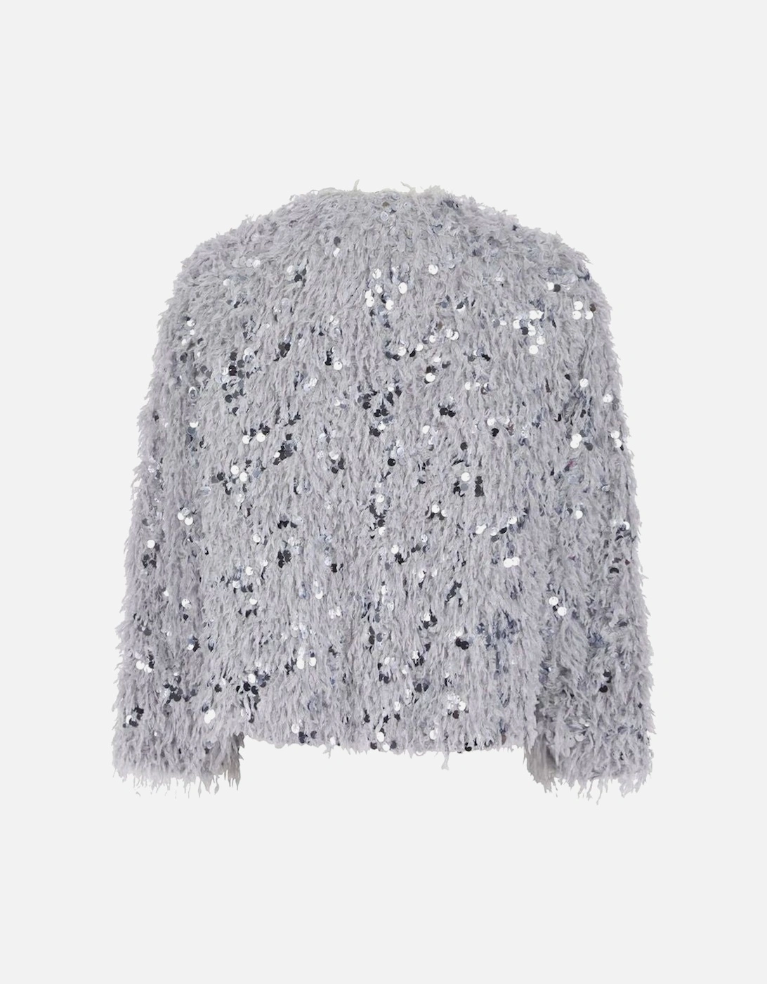 MARLY SEQUIN AND FAUX FUR KIMONO-GREY