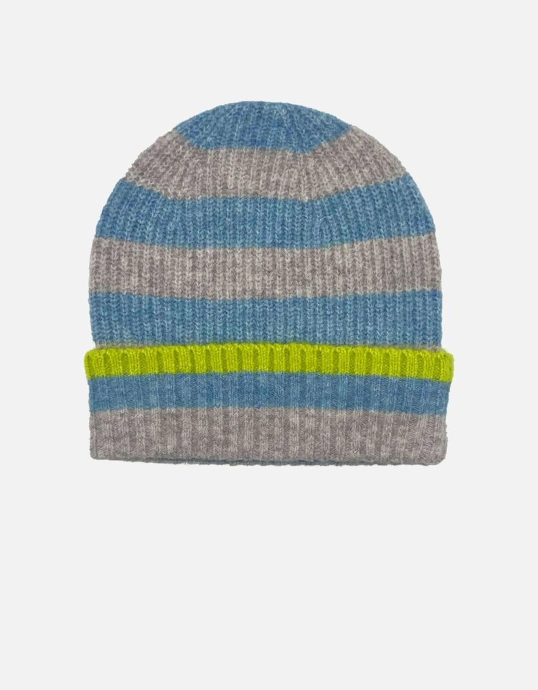 FARAH KNITTED STRIPE BEANIE-DUCK EGG