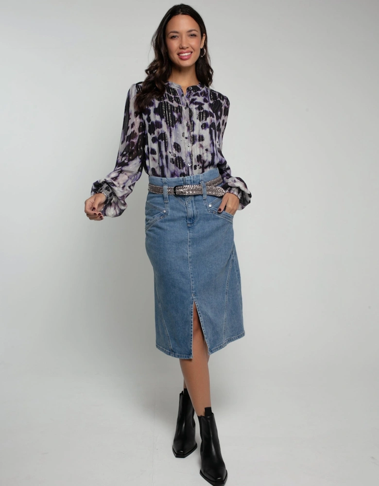 ROXANNE PRINTED BLOUSE WITH SMOCK DETAIL