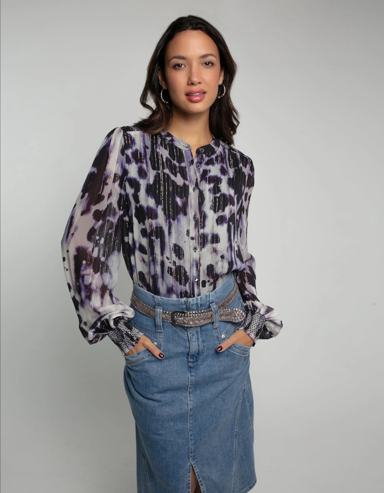 ROXANNE PRINTED BLOUSE WITH SMOCK DETAIL