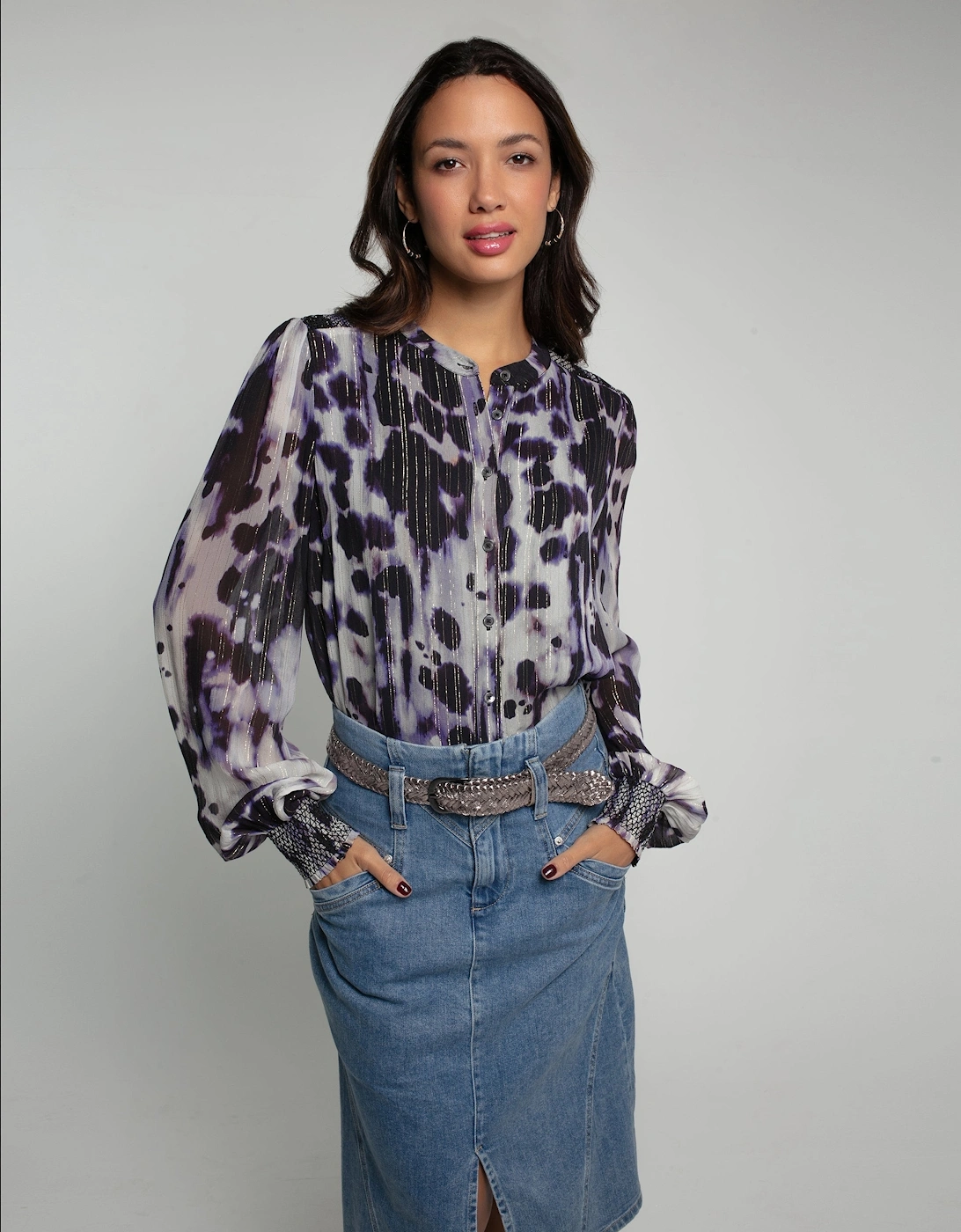 ROXANNE PRINTED BLOUSE WITH SMOCK DETAIL, 5 of 4