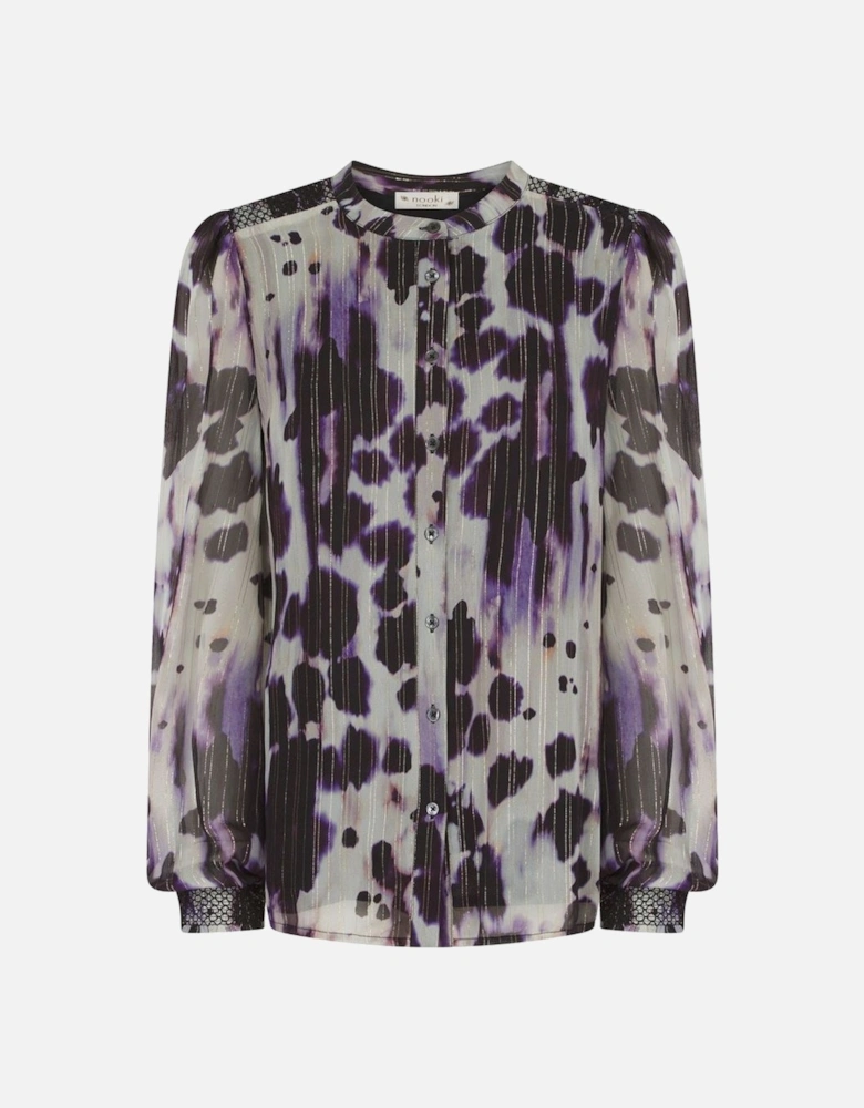 ROXANNE PRINTED BLOUSE WITH SMOCK DETAIL