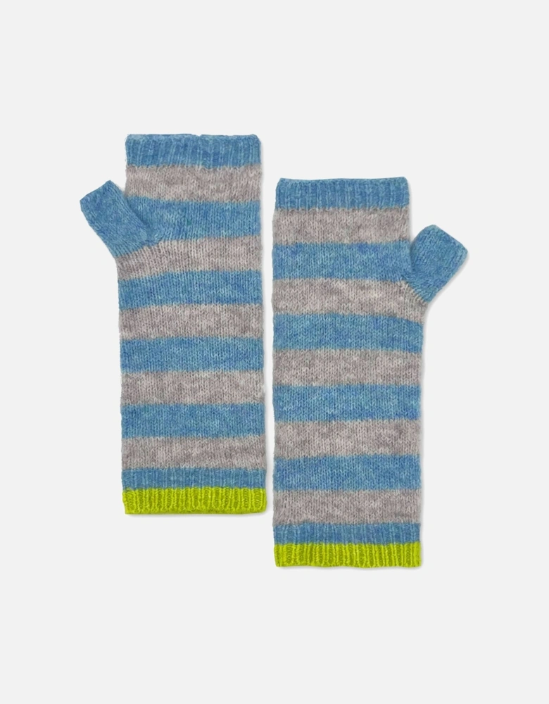 FARAH KNITTED STRIPE WRISTWARMER-DUCK EGG