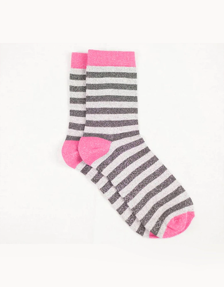 Stripy Sock - Pink/Charcoal