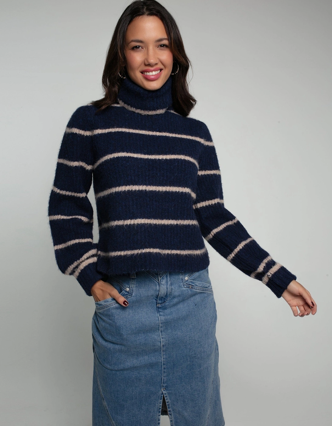 CHIARA KNITTED STRIPE JUMPER-BLUE, 6 of 5