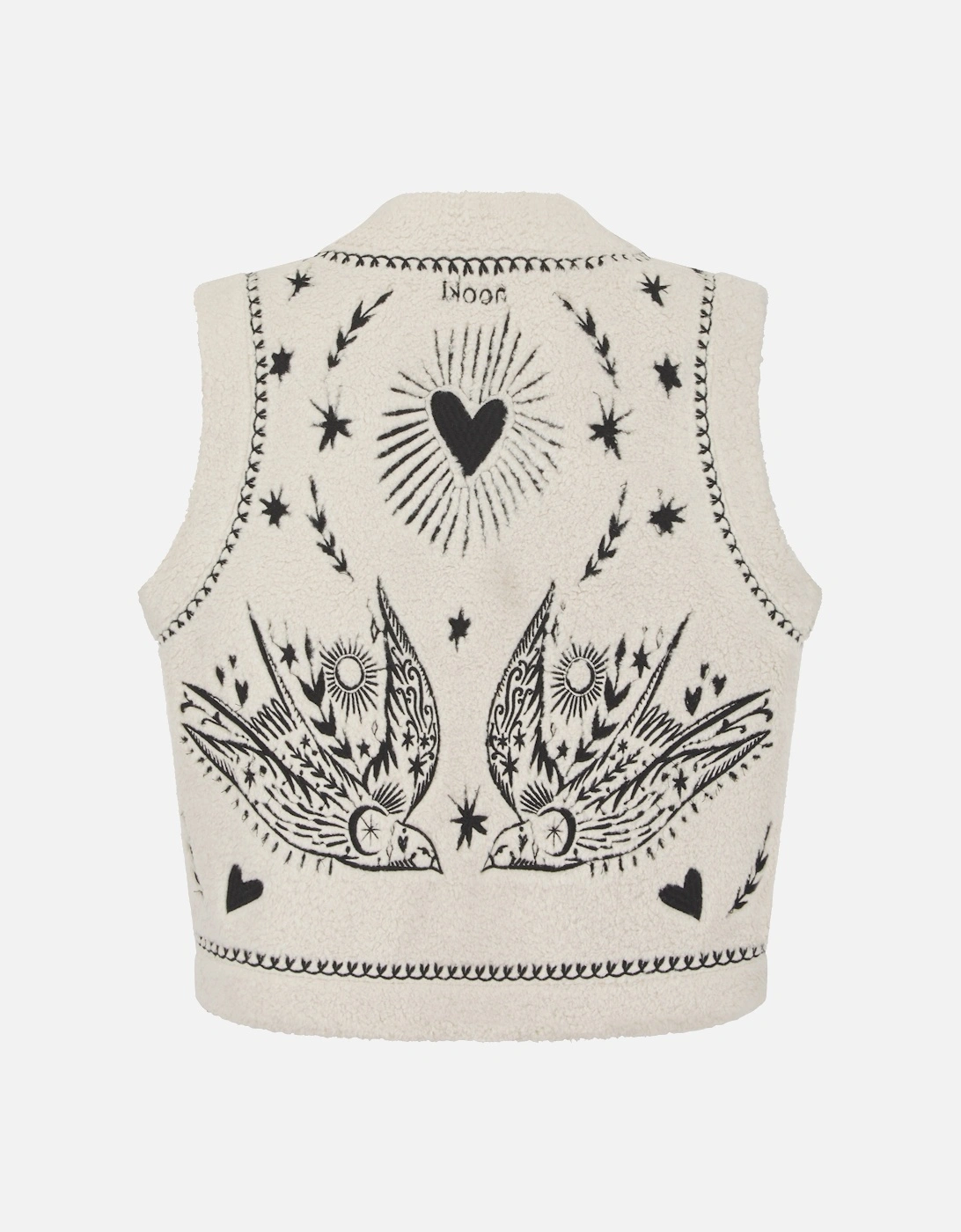 FREE BIRD EMBROIDERED FAUX SHEARLING GILET CREAM