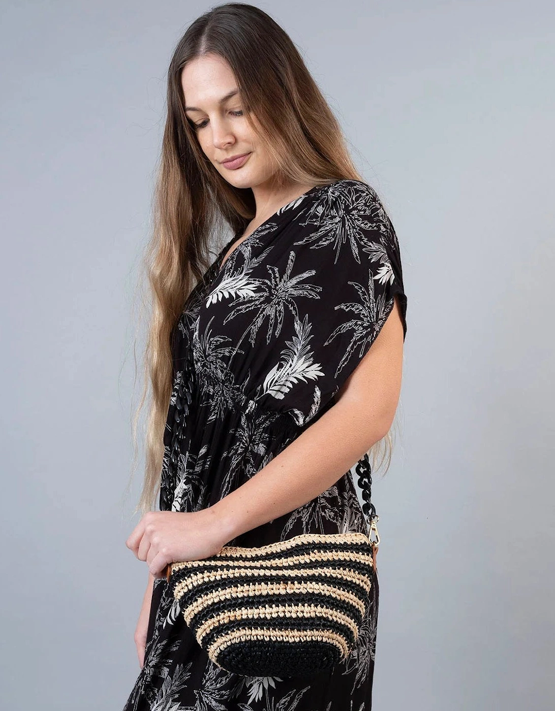 Valentina Raffia Bag - Stripe