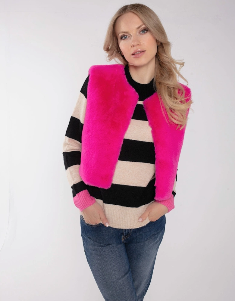 EDELWEISS FAUX FUR  GILET-FUCHSIA