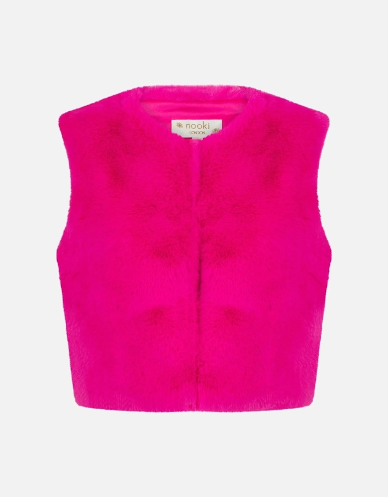 EDELWEISS FAUX FUR  GILET-FUCHSIA AW24