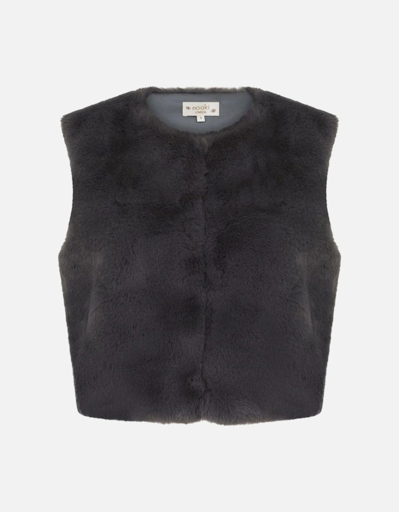 EDELWEISS FAUX FUR  GILET-GREY