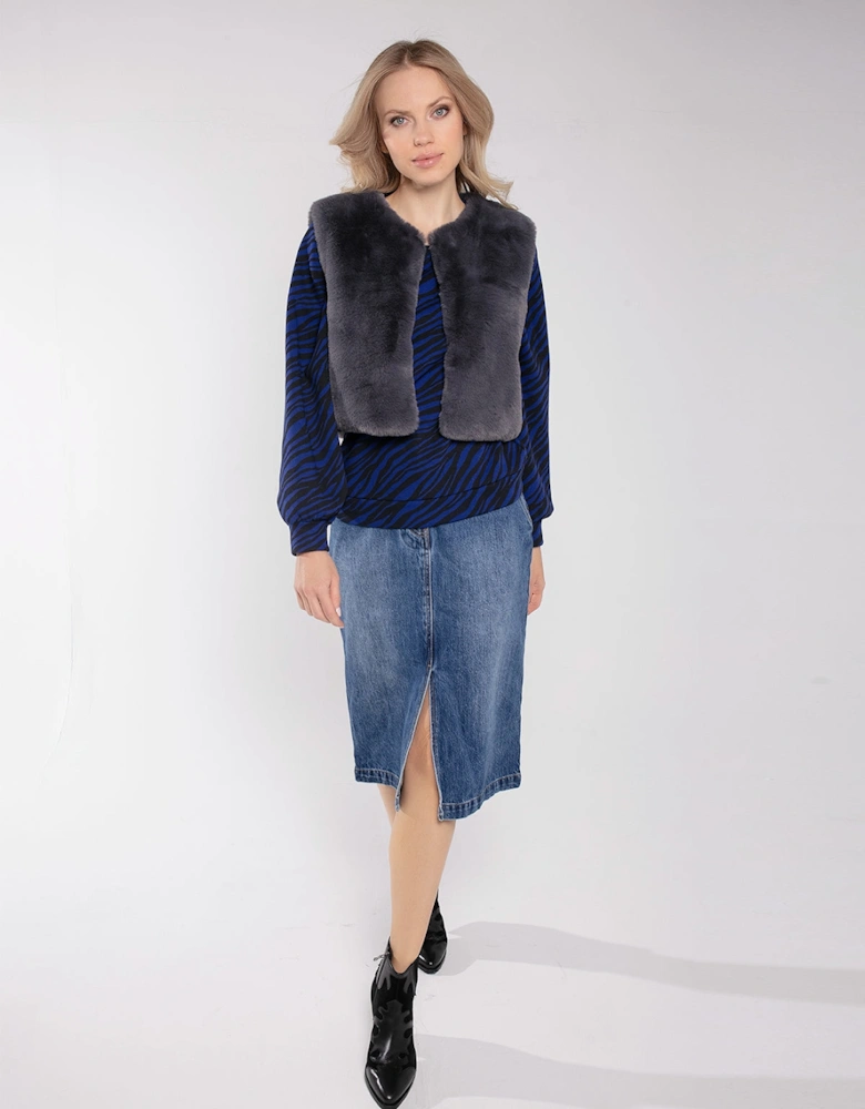 EDELWEISS FAUX FUR  GILET-GREY