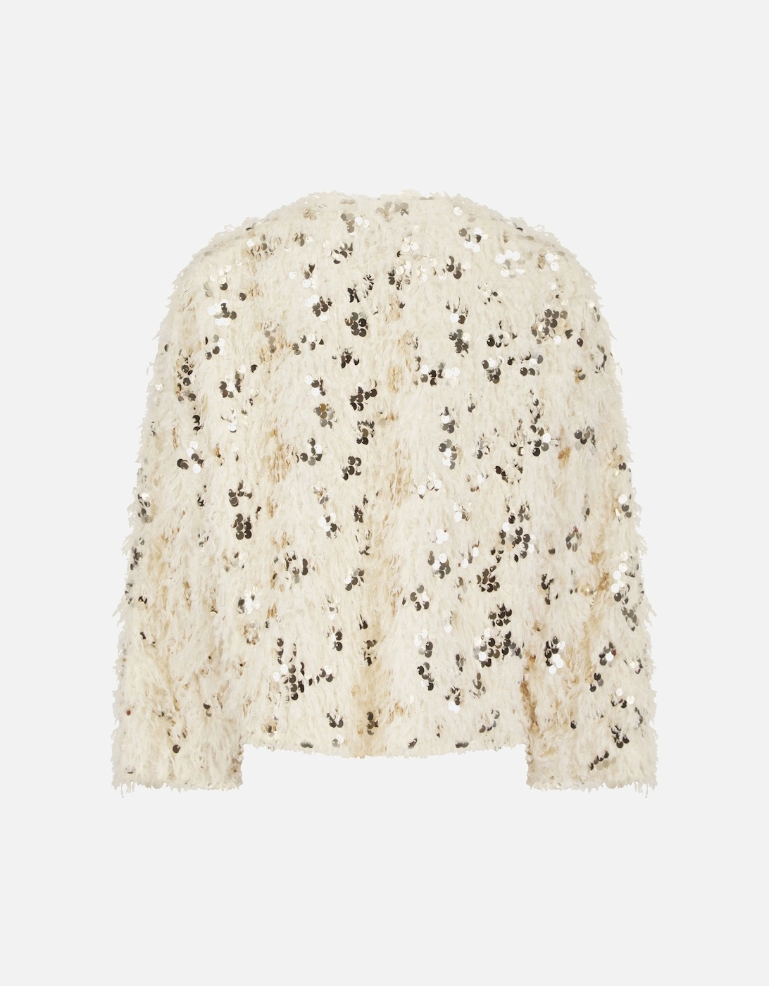 MARLY SEQUIN AND FAUX FUR KIMONO-CREAM
