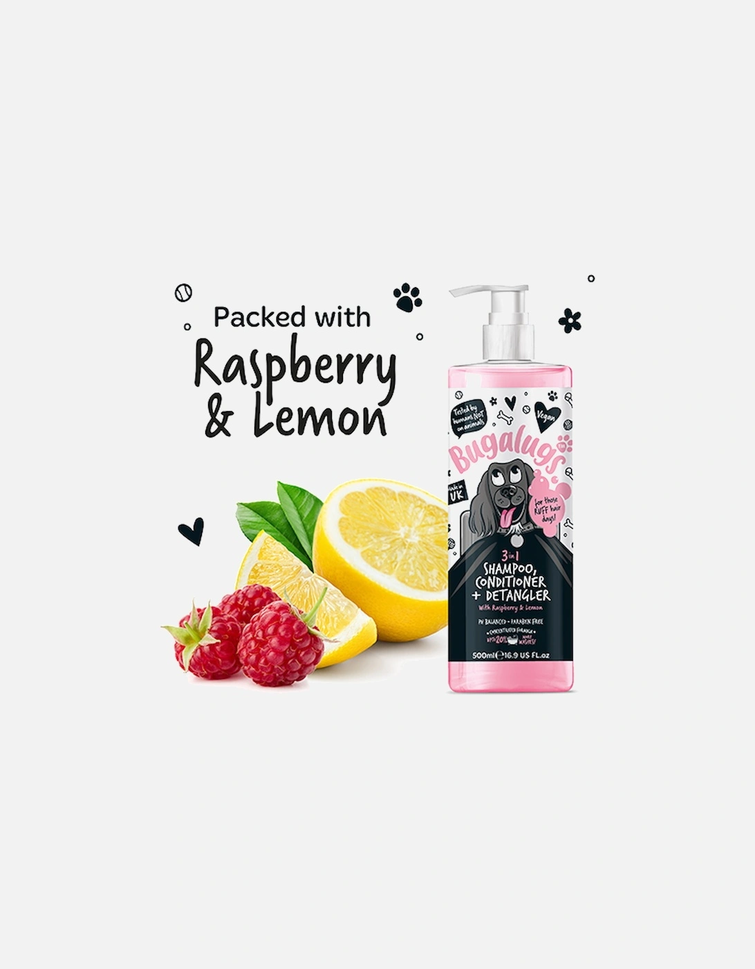 3in1 Detangle Shampoo, Conditioner - Raspberry & Lemon 500ml