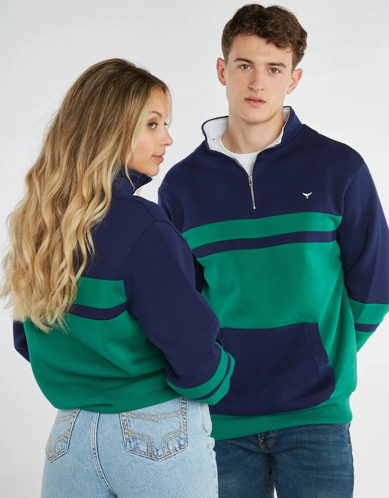 Torpoint Unisex Quarter Zip Sweatshirt Navy/Green