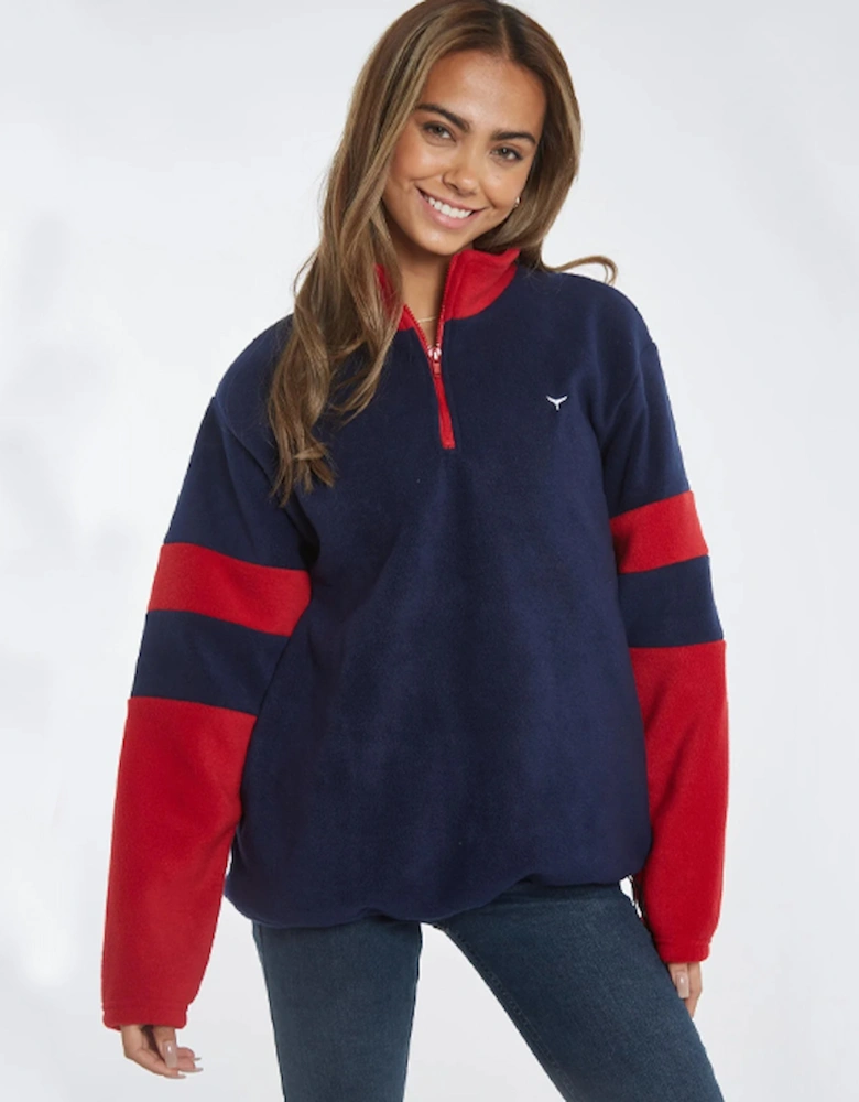 Weybourne Unisex Fleece Quarter Zip Navy/Red