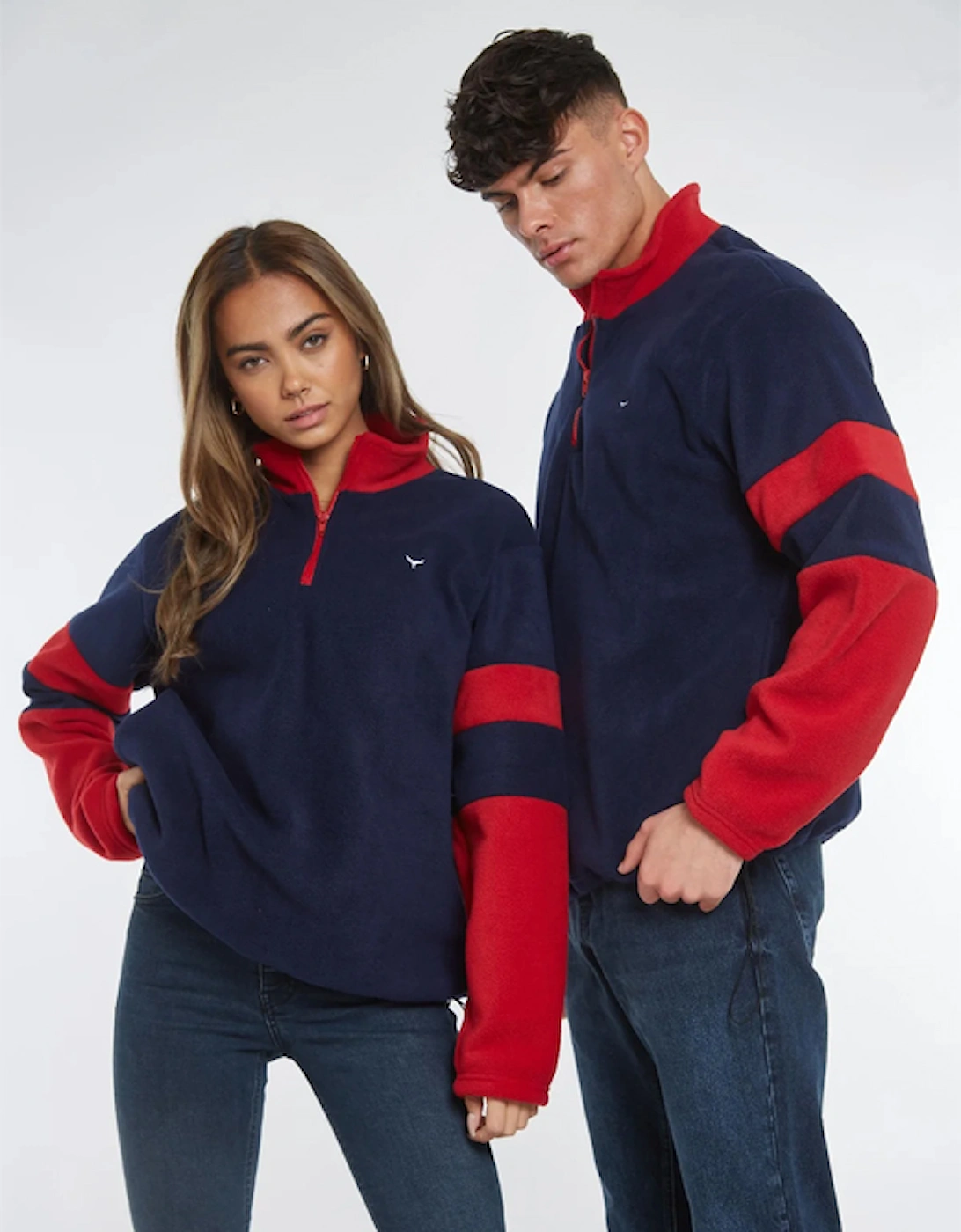 Weybourne Unisex Fleece Quarter Zip Navy/Red, 4 of 3